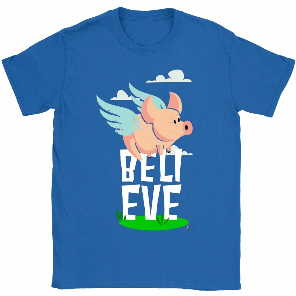 Поверьте что свиньи могут лететь с крыльями в небе Мужская футболка высшего