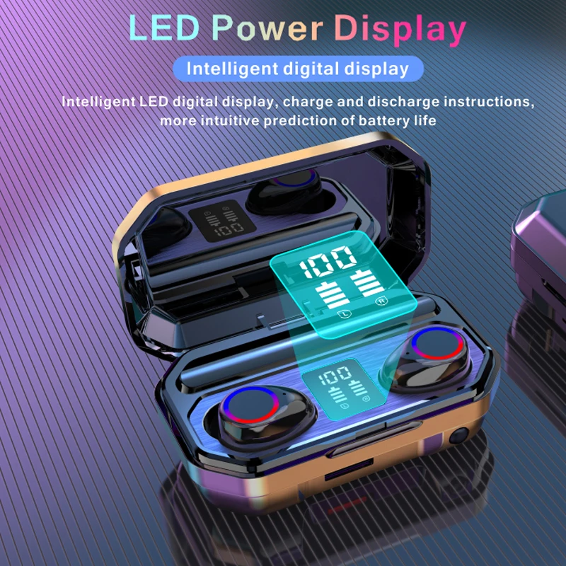 M12 Bluetooth TWS Multifunction Wireless Headset LED Power Display Earphone With Flashlight Headphones 9D Surround Earbuds | Электроника