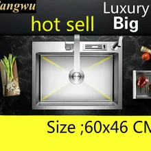 Квартира роскошный vogue большая кухонная ручная раковина одинарная мойка 304 нержавеющая сталь Горячая Распродажа 600x460 мм