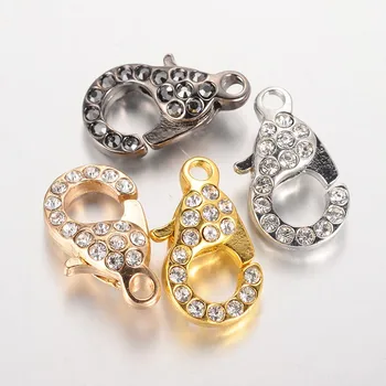 

10 Pcs Brass Rhinestone Lobster Claw Clasps Chain Connector for Jewelry Making