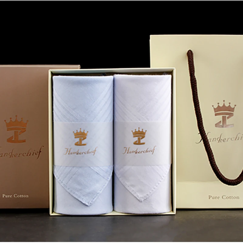 WhiteBlueHandkerchiefsCottonWomenandMenHandkerchiefswithGif