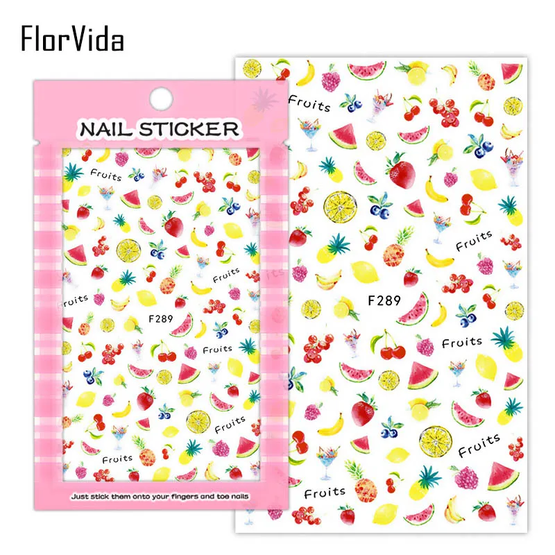 F289 FlorVida, милый медведь, наклейки для ногтей, розовая клубника, маленький торт, специальный китайский свадебный дизайн, наклейки s для украшения ногтей - Цвет: F289