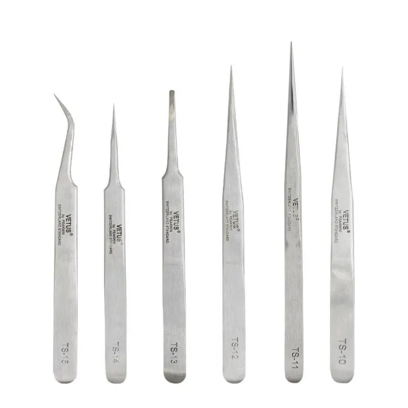 VETUS TS Stainless Steel Eyelashes Tweezers Anti-static Professional Volumn Eyelash Extension Eyebrow Makeup Tool 3