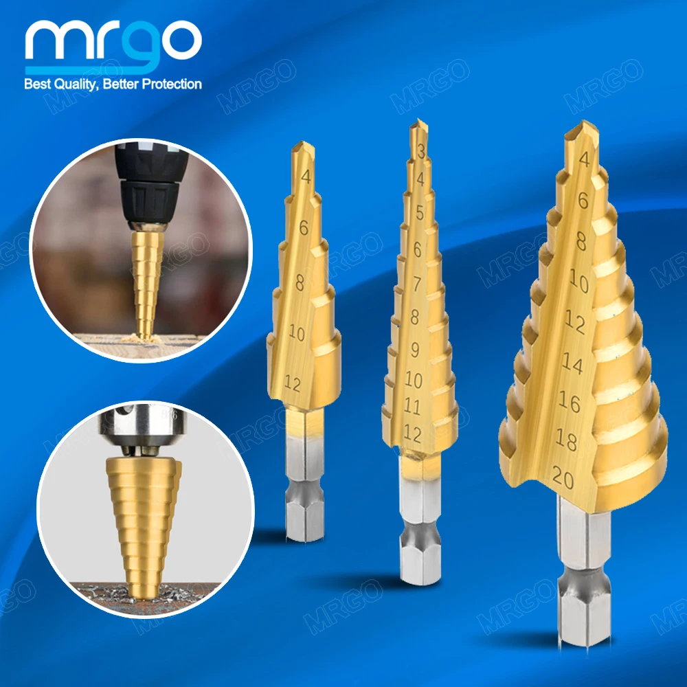 3-12mm 4-12mm 4-20mm Titanium Step Drill Bit Set Core Metal Drills Bits Stage Stepped For Wood Cone Woodworking Tools | Инструменты