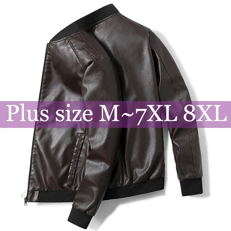Chaqueta de cuero sintético para hombre, cortavientos Vintage para motorista, ropa de calle para hombre, abrigos Bomber, ropa de ocio, 7XL, 8XL, novedad