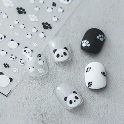 Black and White Panda Designer Nail Stickers Cute Chinese National Treasure False Nails Sticker Adhesive Art Cartoon Decoration