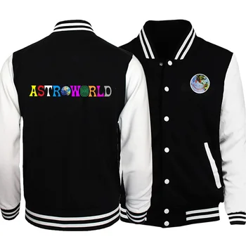 

Astroworld print uniform baseball jackets 2020 autumn winter button Sweatshirts Men fashion double-sided pattern fleece Pullover