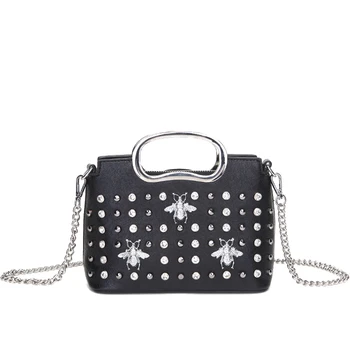 

New Little Bee Bag Fashion Women Shoulder Bag Girl 2019 Oblique Chain Handbag Clutch Female Rivet Purse Crossbody Bags For Women