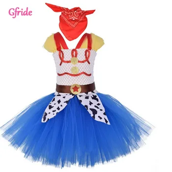 

Girls Jessie Costume Cowboy Cowgirl Girls Tutu Dress With Hat Scarf Set For Kids Fancy Tulle Dress Children Birthday Party Dress