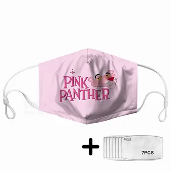 

Pink Panther Design Girls Face Mouth Mask 7pcs Anti Haze PM2.5 Filter Elestic Mask Reusable Washable Germ Protection For Kids