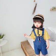 Новое поступление, джинсовый комбинезон для мальчиков и девочек, весенние детские джинсовые штаны для 1-6 лет