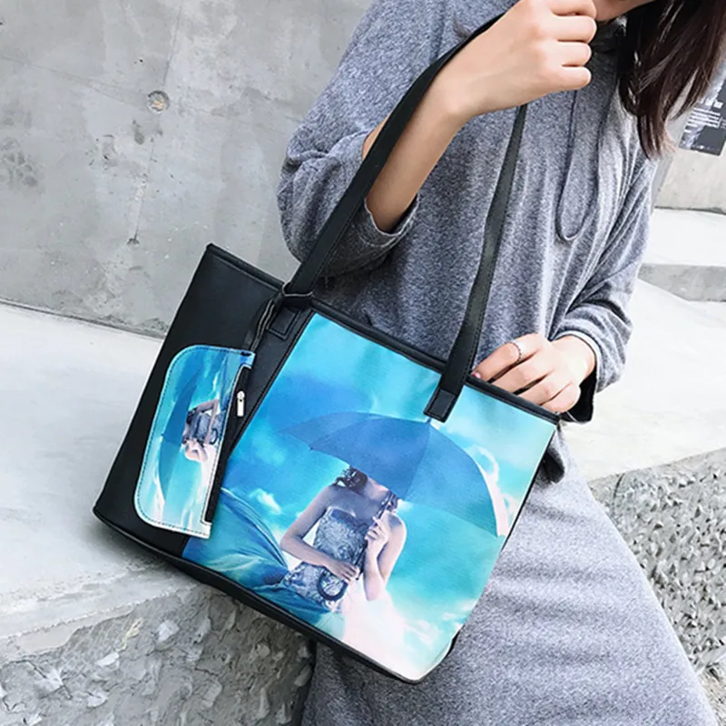 

New Style Spray-print Different Size Bags Korean-style 2019 Cool Printed Large Capacity Shoulder Oblique Large Bag