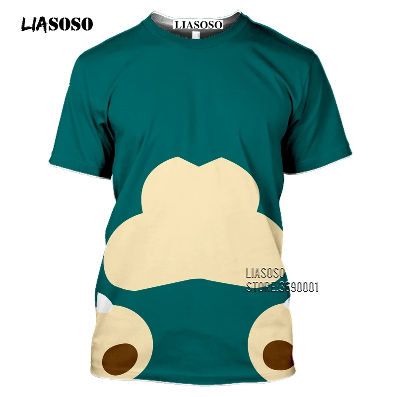 Japan Cartoon Snorlax T shirts Men 3D Print Kawaii Pokemon Tshirt Summer Casual Harajuku Shirt Fitness Hip Hop Tops Streetwear (5)