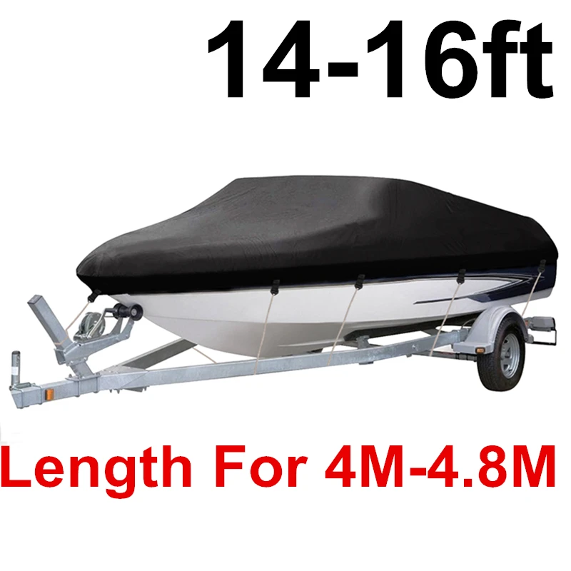 14-16ft 420D Trailerable чехол для лодки водонепроницаемый дождь рыба-лыжный v-корпус защита от солнечных лучей защита от воды ленты швартовки для катера D40 - Color: 14-16ft