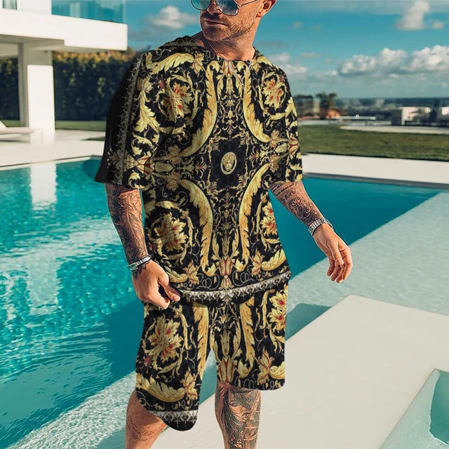 T-Shirt for Mens 3D Printing Crew Neck Short Sleeve Tee Set Summer Oversized t shirt Men Tracksuit 2 Piece Set Suit XXS-6XL Tee KZ-OT936