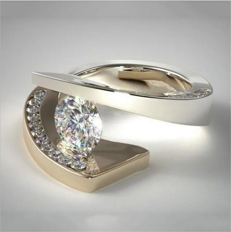 Роскошный мужской женский большой хрустальный камень Золотое Ювелирное кольцо обручальное кольцо для мужчин t обручальное кольцо для мужчин и wo мужчин - Окраска металла: R1210-1