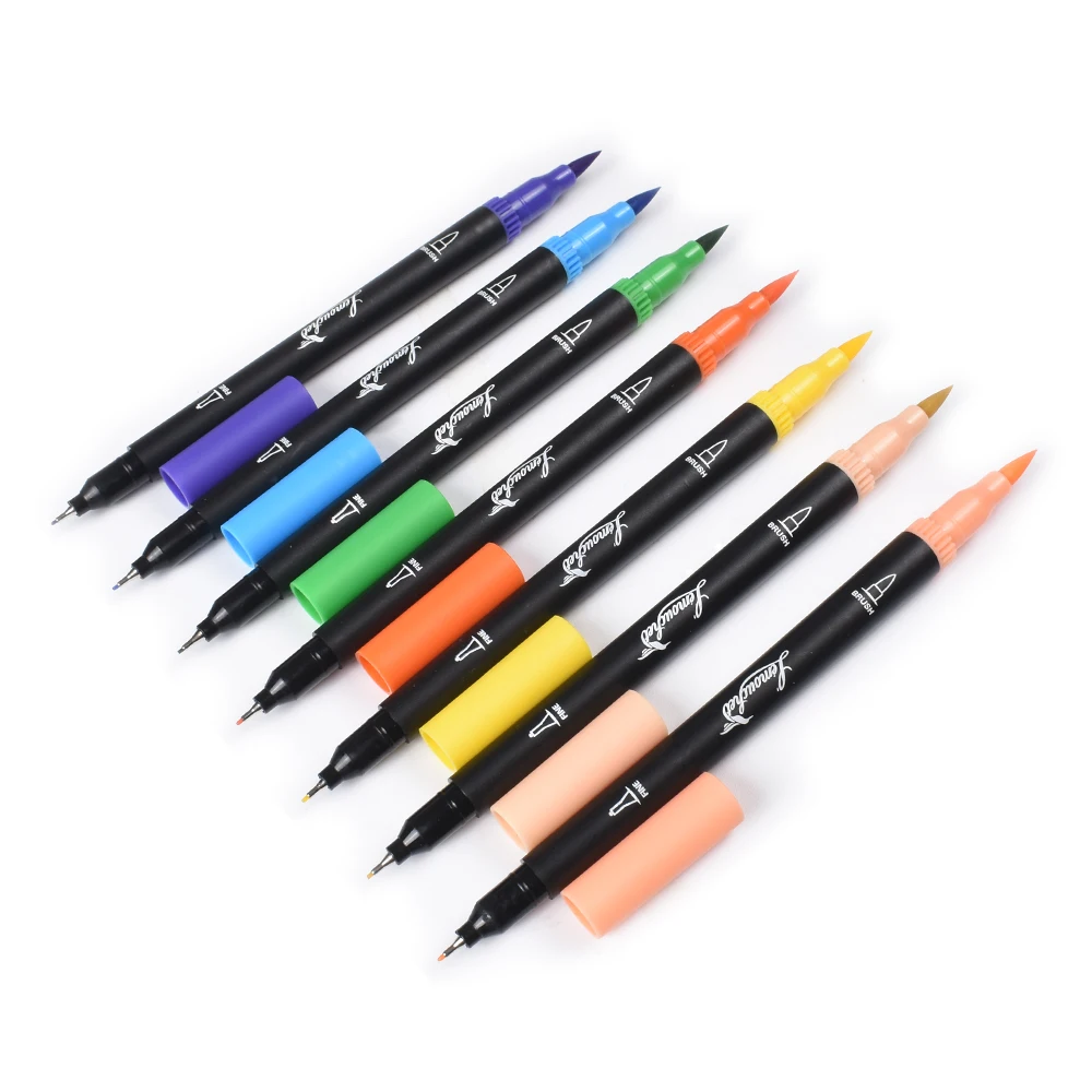 120 Colors Dual Tip Brush Marker Pens Fineliner Watercolor Art Markers Calligraphy Coloring Drawing Art Supplies with Marker Pad