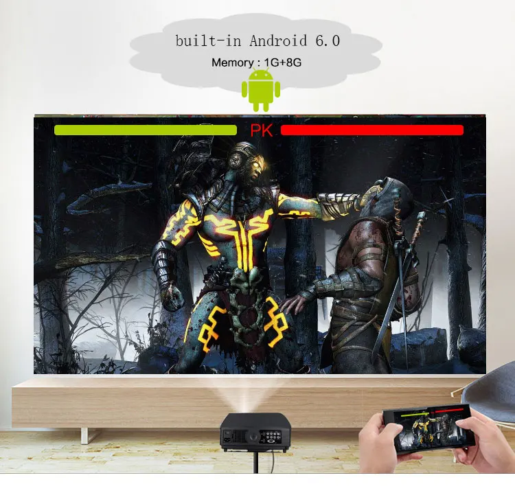 Android 6.0 WIFI Bluetooth Full HD LED Projector Resolution 1920x1080P for office Home Theater video Beamer Proyector best projector