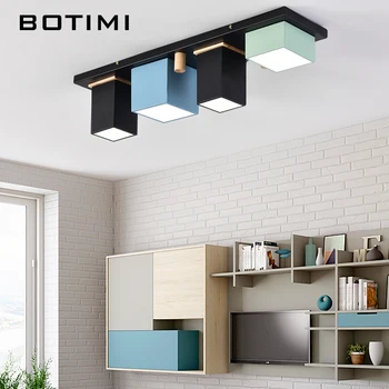 

BOTIMI Nordic Metal 400MM Round LED Ceiling Lights For Living Room Rectangle Bedroom Lighting Fixtures