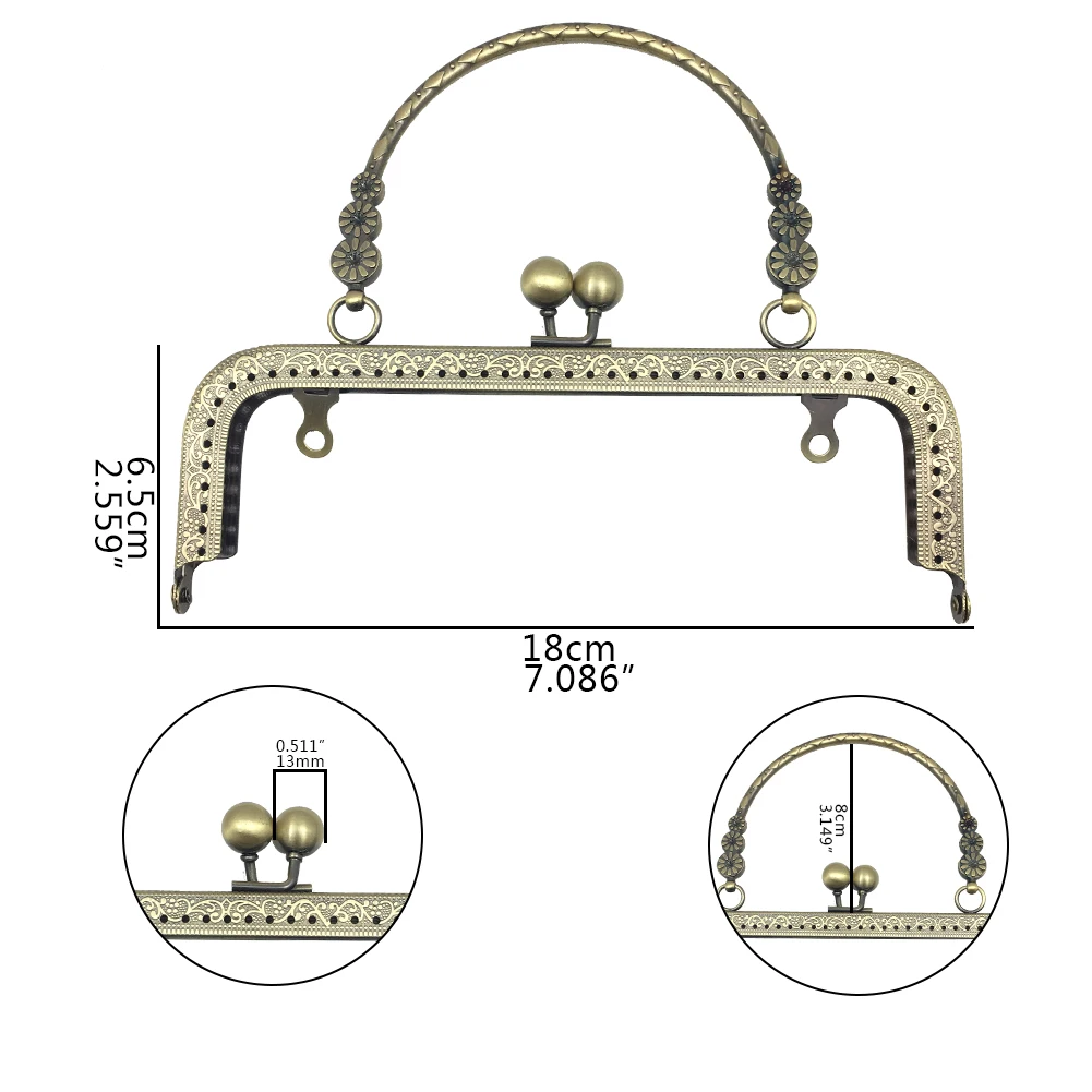 HAOFA 18 см аксессуары для сумок цветок ручка для шитья кошелек рамки античная бронза серебро Золотой пистолет черный поцелуй сумка с пряжкой запчасти
