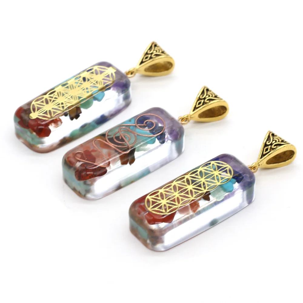 

Natural Resin Pendant Rectangle Pattern Pendant for Charms Jewelry Making Necklace Earrings Accessories