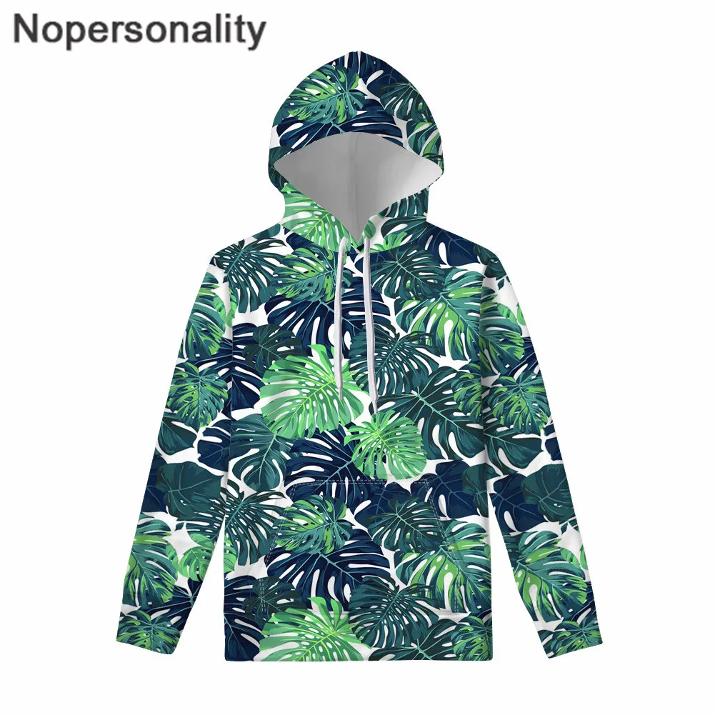 Nopersonality толстовки женские зимние тропические Пальмовые Листья Досуг с капюшоном Высокое качество женщин пуловер студентов с длинным рукавом дамы