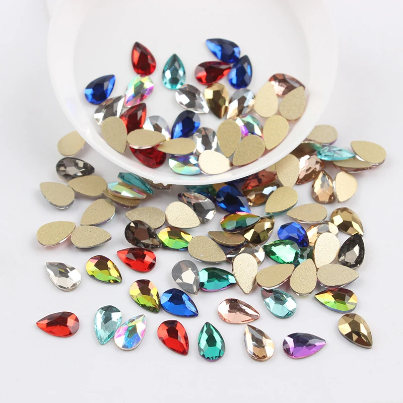 5x8mm New Drop Все смешанные цвета, 30 шт, стразы для дизайна ногтей, сделай сам, без горячей фиксации, стеклянные камни для ногтей, драгоценные камни для 3D украшения для ногтей - Цвет: 5x8mm New Drop