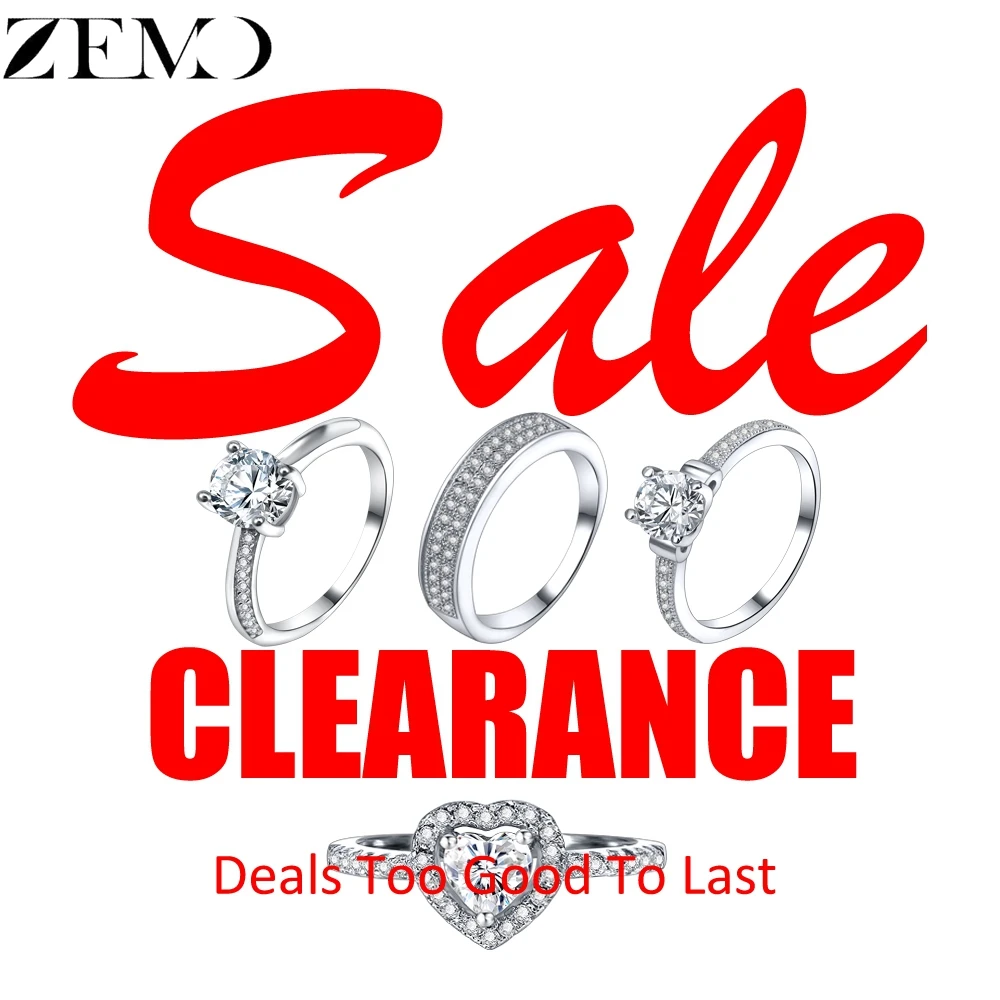 ZEMO 925 Sterling Silver Crystal Rings with CZ for Women Shinning Rhinestone Engagement Wedding Statement Finger Rings anel