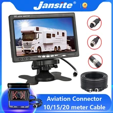 Jansite 7 hd hd hd câmera de visão traseira do monitor do carro cabeça da aviação à prova dwaterproof água 4 pinos câmera escavadeira caminhão 12-24v reverso iamge