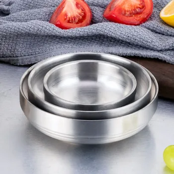 

Simple Silver Plate Korean Stainless Steel Round Tray Table Snack Dessert Seasoning Dish Food Display Metal Trays Phograph Props