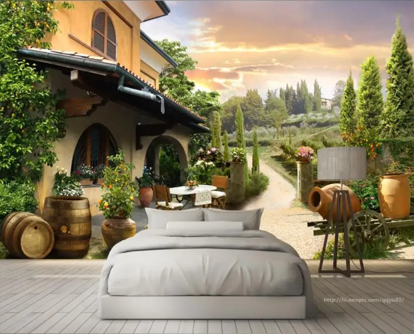 3D Фото Фреска бумага для спальни сад пейзаж Обои фреска обои на стену|Обои| |