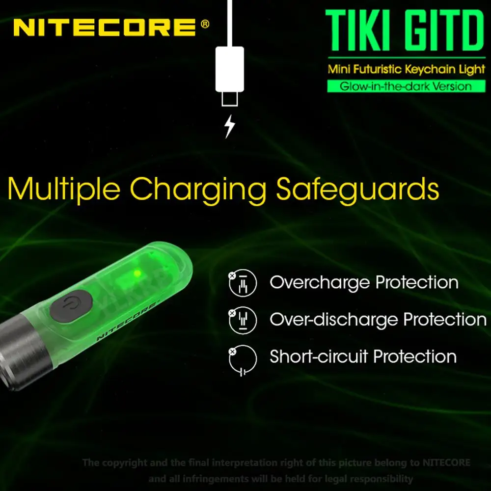 NITECORE TIKI GITD TIKI LE  ̴ ̷ Űü Ʈ USB-C, 300 , 100% 