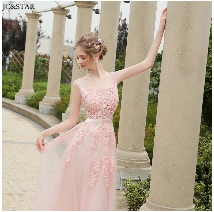 Vestido madrinha, новинка, тюль, расшитый бисером, сексуальный, v-образный вырез, а-силуэт, темно-синий, розовый, серебристый, серый, королевский синий, бордовые платья для подружки невесты со шлейфом