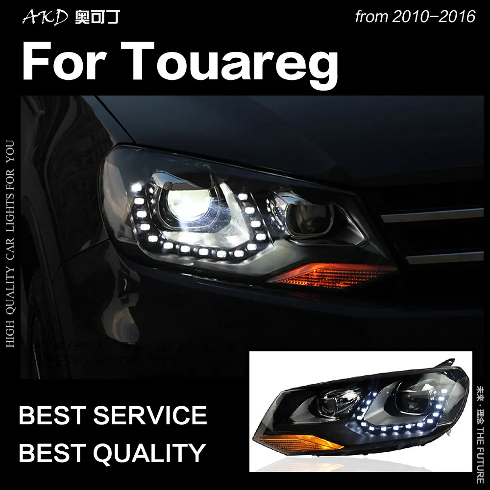 АКД стайлинга автомобилей для VW Touareg светодиодный фар 2011 2015 DRL Hid вариант фара
