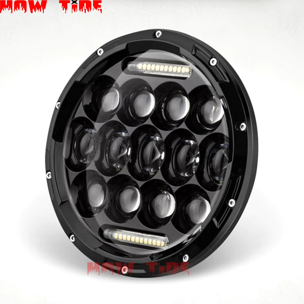 Sale Offer for  7" Inch H4 LED Moto Headlight for Harley Davidsion Softail Slim Fat Boy 7inch Halo Angel Eye DRL Le