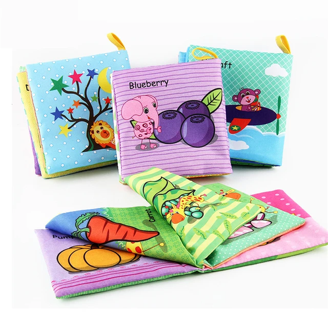 0 12Monthes Baby Cloth Book Fruits Animals Cognize Puzzle Book Infant Kids Early Learning Educational Fabric