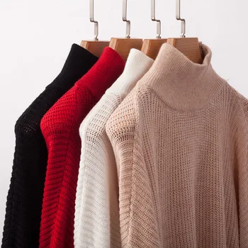 

Womens High Neck Sweater Lotus Knot Long Sleeve Loose Casual Pullover Sweater XRQ88