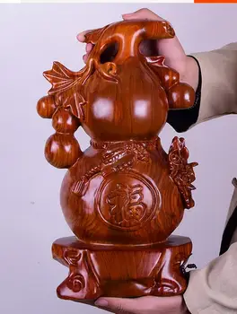 

Chrysanthemum pear Large solid wood carving of wooden carving gourd Gift lucky home decoration statue factory direct