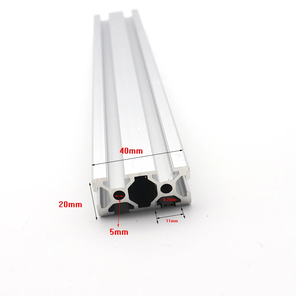 20 мм x 40 мм 2040 250 мм до 600 мм линейный рельс анодированный алюминиевый профиль Экструзия 3d части принтера линейная направляющая