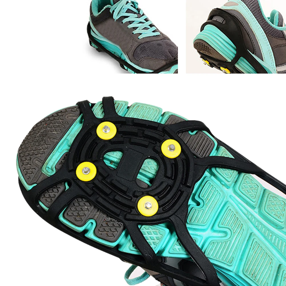 1 пара альпинистские ботинки шипы тяги Пешие прогулки 6 шпильки унисекс накладка против скольжения на льду снег уличные зимние противоскользящие стрейч Fit Crampon