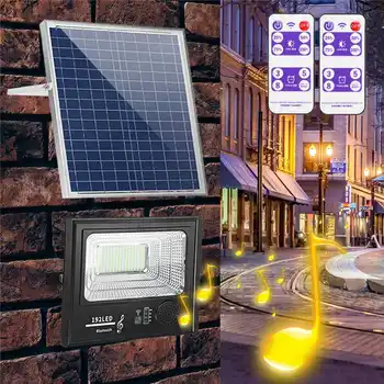 

200W Bright Solar Powered 192 LED Music Flood Security Light Dimmable with Remote Controller for Garden Wall Outdoor Lighting