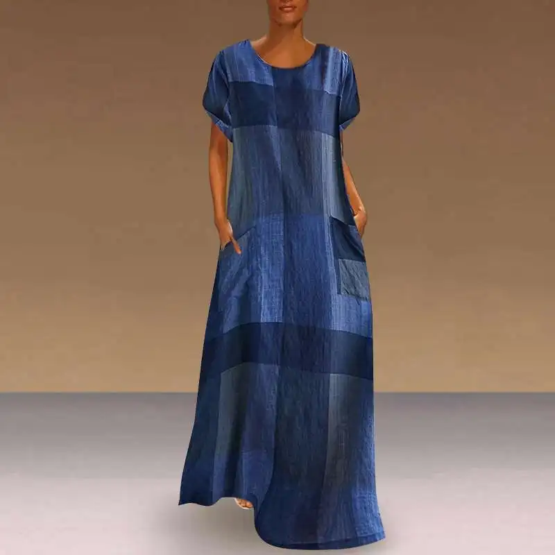 VONDA богемное Платье женское повседневное винтажное лоскутное клетчатое Макси платье Летний Пляжный сарафан размера плюс длинные вечерние платья