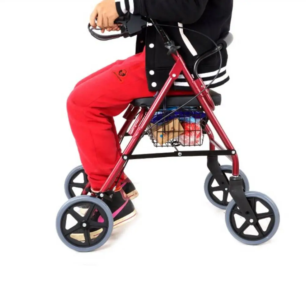 

4 Wheel Foldable Walking Aid Elder Walker Old People Walking Rehabilitation Device with Shopping Basket