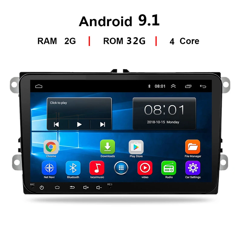 Автомагнитола 2 din 9 дюймов Android 1 GPS навигация мультимедийный плеер для Volkswagen Skoda
