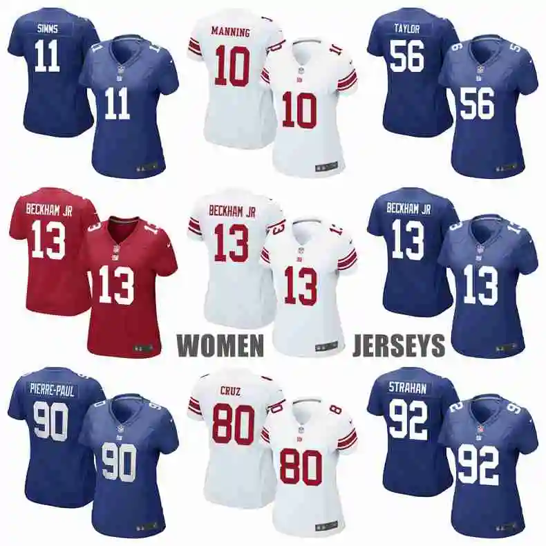 Stitiched, Нью-Йорк Эли Мэннинг Оделл Бекхэм Jr Фил Симмс Лоуренс Тэйлор Victor Cruz Strahan для женщин Джерси