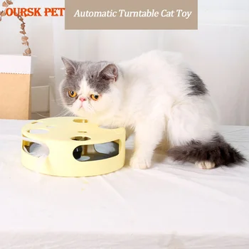 

Electric Cat Toys Smart Teasing Cat Stick Crazy Game Spinning Turntable Cat Catching Mouse Donut Automatic Turntable Cat Toys