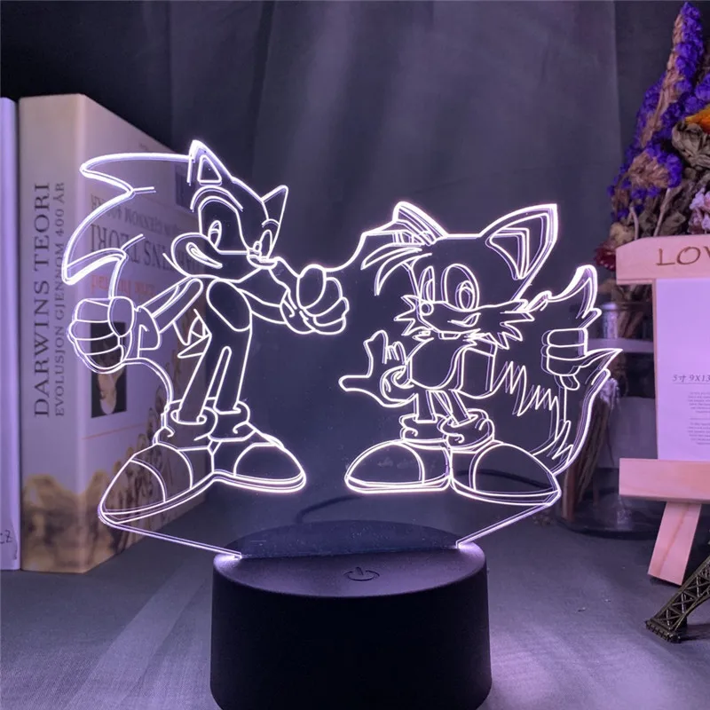

Sonic Action Figure 3D Night Light LED Colorful Changing Touch Acrylic RGB Sonic The Hedgehog Toys For Kids Christmas Gift