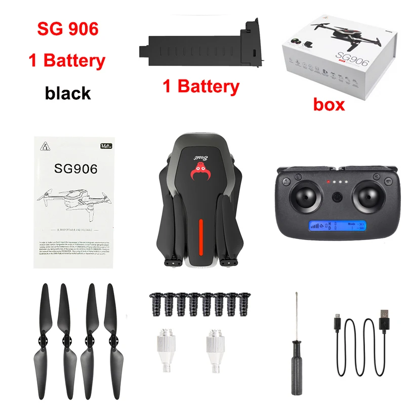 Black 1 Battery SG906 gps Бесщеточный 4K Дрон с камерой RC Квадрокоптер DronHandbag 5G Wifi FPV Дрон оптический поток позиционирования высота удержания - Цвет: Black 1 Battery