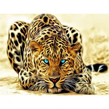 GATYZTORY 5D алмазов картина камни в форме ромба DIY домашний декор мозаика Стразы изображение изготовленным на заказ логосом картины на холсте, с леопардовым принтом