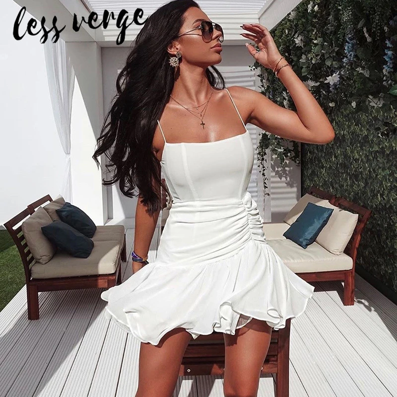 lessverge Ruffles shirred chiffon short ...